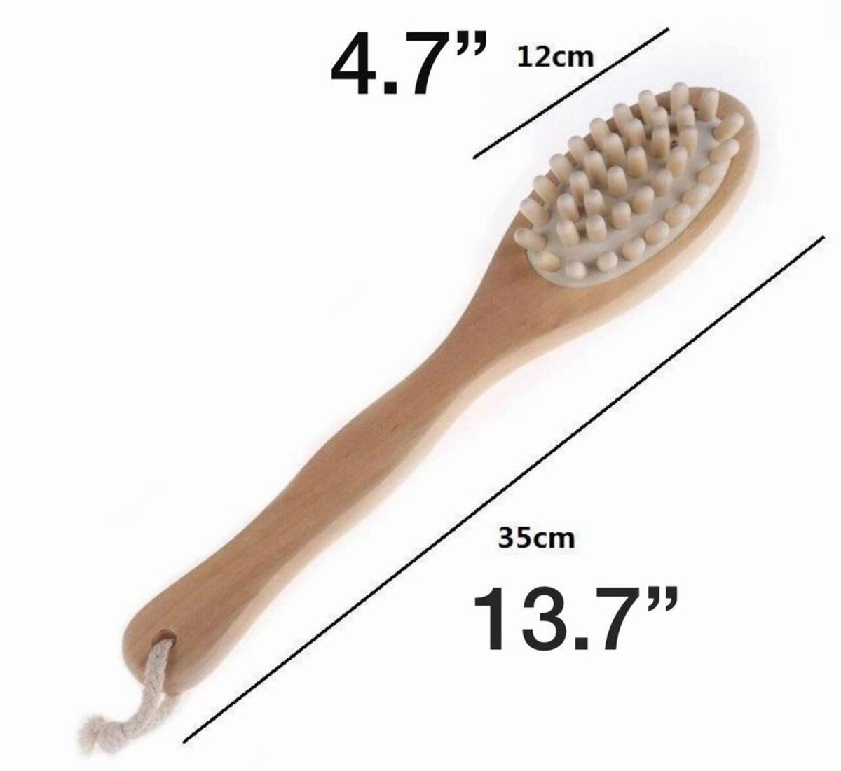 Bamboo soap dish and body brush styled together on a white background
